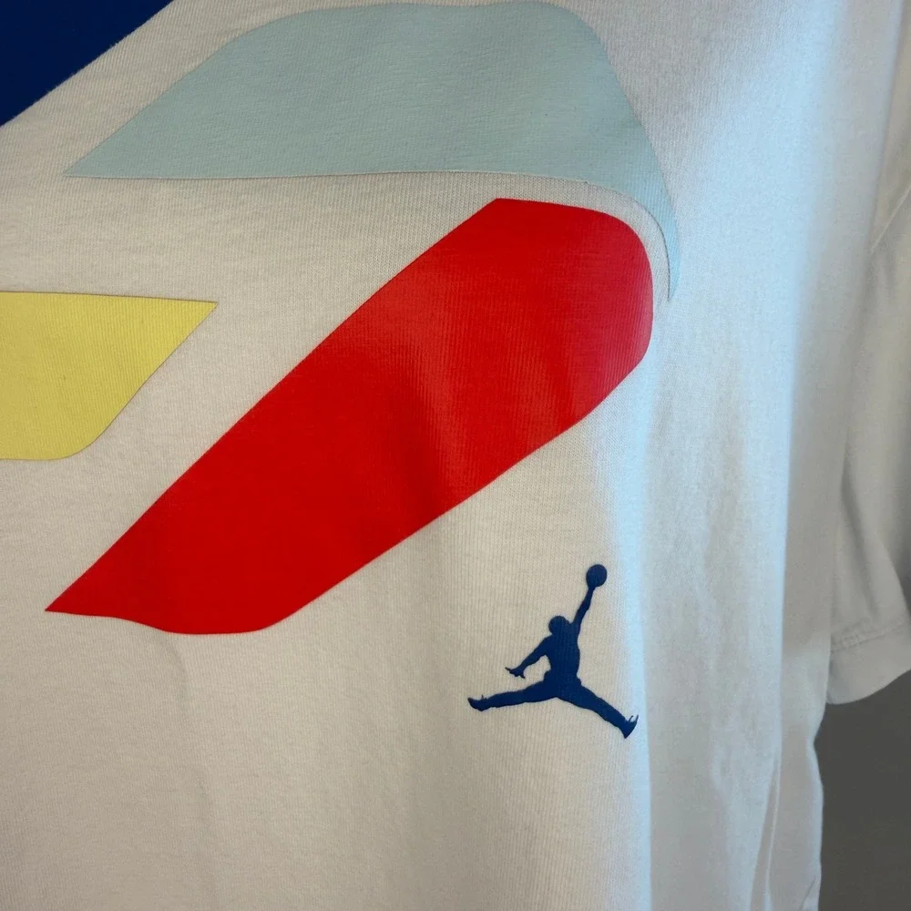 Jordan Graphic T-Shirt Mens Large White Jumpman Sporty Streetwear Tee